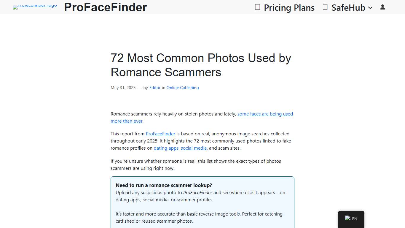 72 Most Common Photos Used by Romance Scammers - ProFaceFinder